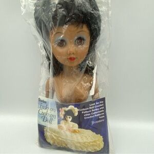 Crochet Pillow Darice Fashion Cushion Doll Black Hair African American